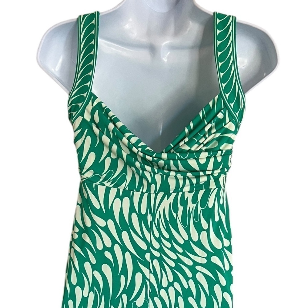 BCBGMaxAzria | Green and White Print Maxi Dress - Picture 6 of 7